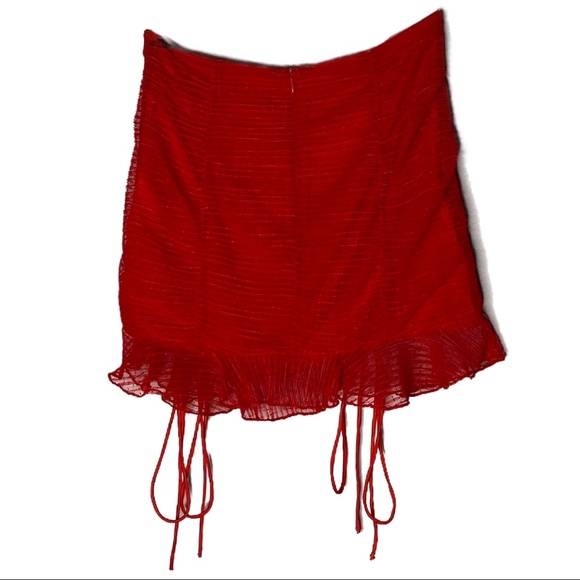 4si3nna Ruched Red Mini Skirt Size Small - Picture 7 of 12